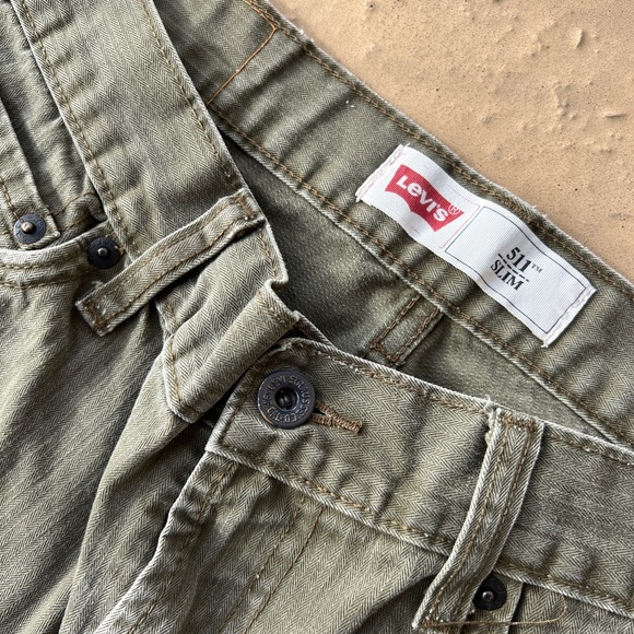 511 Levi’s White Tab Green Pants - Picture 2 of 5